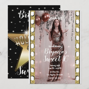 Invitation Film Hollywood Gold Star Cinéma Sweet 16