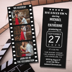 Invitation Film Strip Black and White Cinema Mariage