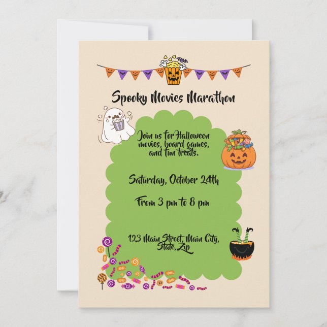 Invitation Films effrayants Halloween mignon (Devant)