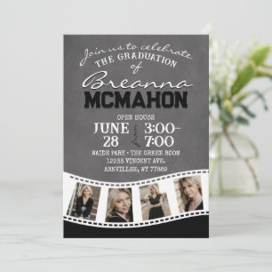 Invitation Filmstrip de tableau noir gris 5 Graduation d'imag