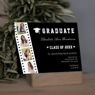 Invitation Filmstrip Four Photo Collage Open House Black