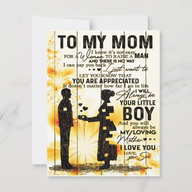 Invitation Fils à ma mère Lettre, Cadeau de famille, (Devant)