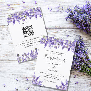 Invitation Fils de lavande QR RSVP détails mariage de luxe