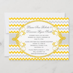 Invitation Fils Gris Jaune Frame Réception Chevron Seulement