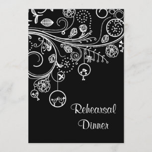 Invitation Fils, oiseaux noir blanc mariage Dîner de répétiti