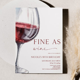 Invitation Fin Comme Vin Élégant Vin Rouge Fête Anniversaire