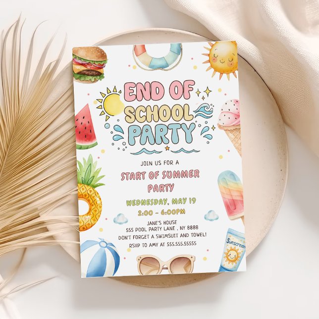 Invitation Fin de l'école et début de la fête d'été (Créateur téléchargé)