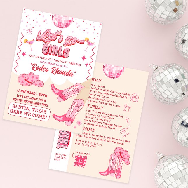 Invitation Fin de semaine d'anniversaire de la cowgirl Disco  (Créateur téléchargé)