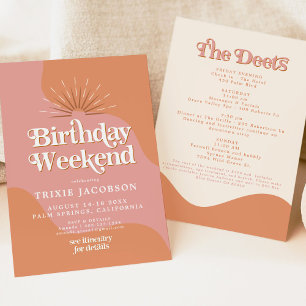 Invitation Fin de semaine d'anniversaire Disco Rose de TRIXIE