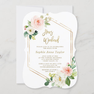 Invitation Fin de semaine de bachelorette de poule rose Flora