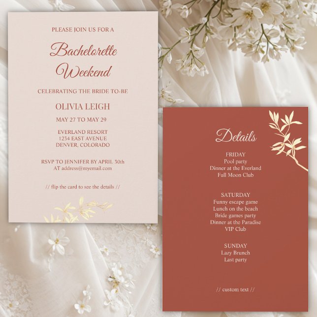 Invitation Fin de semaine de bachelorette florale rustique in (Créateur téléchargé)
