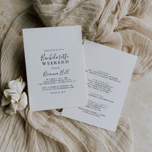 Invitation Fin de semaine de bachelorette minimaliste simple