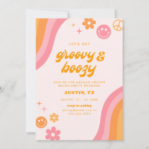 Invitation Fin de semaine de bachelorette rose et orange