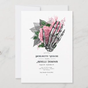 Invitation Fin de semaine de bachelorette rose floral gothiqu