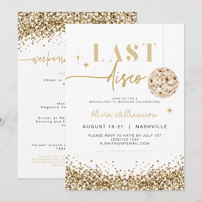 Invitation Fin de semaine de la discothèque Dernier d'or REGI (Devant / Derrière)