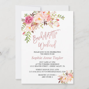 Invitation Fin de semaine de Rose Gold Bachelorette Rose Red