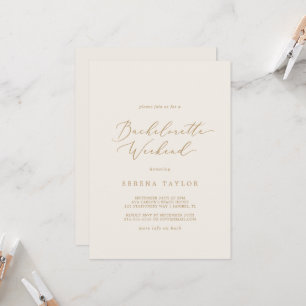 Invitation Fin de semaine Delicice Gold and Cream Bachelorett