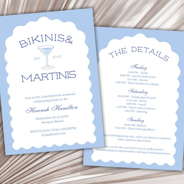 Invitation Fin De Semaine Du Bachelorette Bikinis Et Martinis (Bikinis And Martinis Beach Bachelorette Weekend Invitation)
