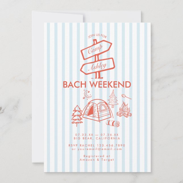 Invitation Fin de semaine du Bachelorette Camping Whimsical R (Devant)