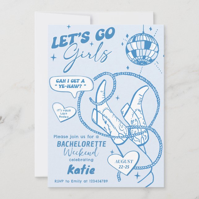 Invitation Fin de semaine du bachelorette de Cowgirl Disco Ro (Devant)