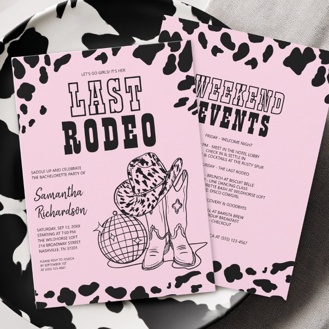 Invitation Fin de semaine du Cowgirl Nashville Pink Bachelore (Cowgirl Nashville Pink Bachelorette Party Weekend Invitation)