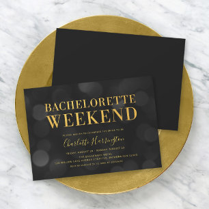 Invitation Fin de semaine du Dark Bokeh Lights Faux Gold Bach