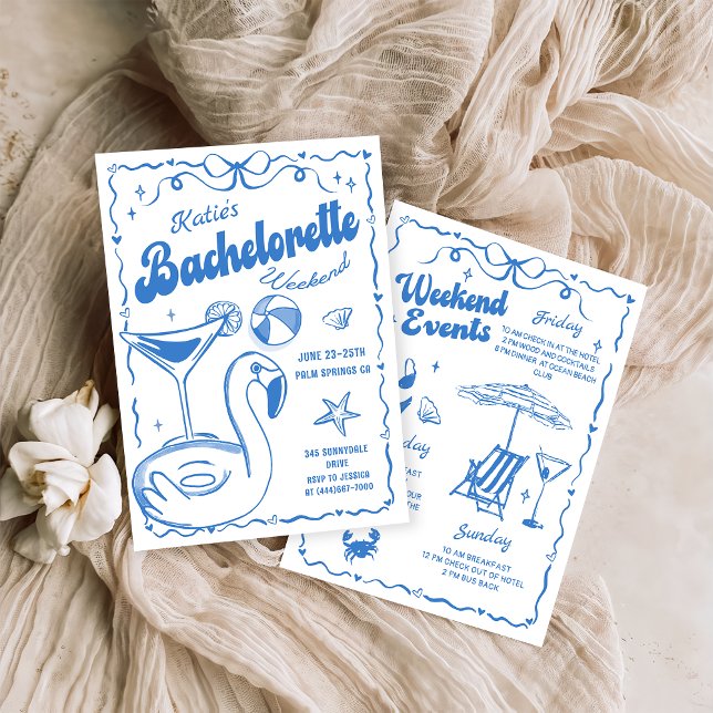 Invitation Fin de semaine du Toast Beach Dernier bleu (Créateur téléchargé)