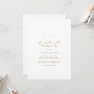 Invitation Fin de semaine Elegant Gold Script Bachelorette