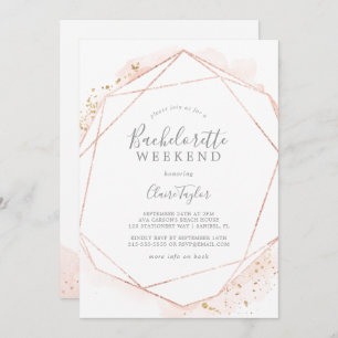 Invitation Fin de semaine rose Gold Watercolor