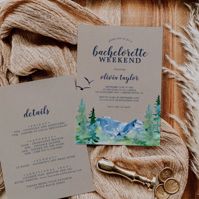 Invitation Fin de semaine Rustic Mountain Bachelorette avec d (Créateur téléchargé)