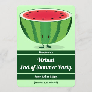 Invitation Fin virtuelle de la fête d'été Green White Waterme