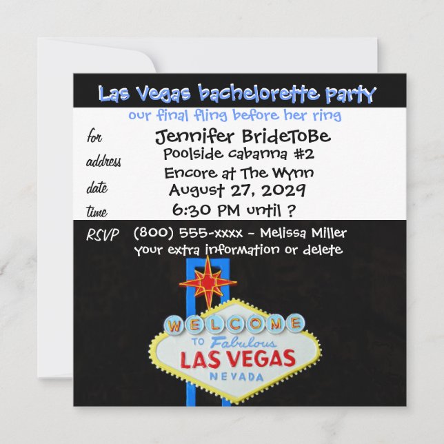 Invitation Finale de Las Vegas Bachelorette (Devant)
