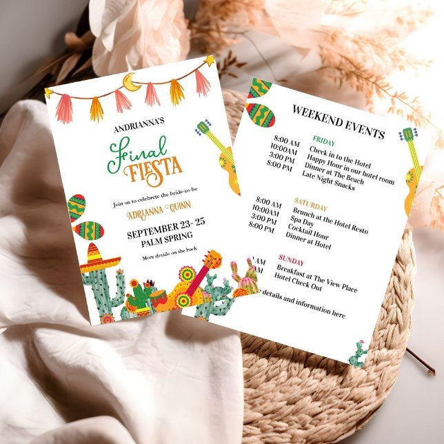 Invitation Finale Fiesta Bachelorette Week-end & Itinéraire (Créateur téléchargé)