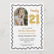 Finally 21 | Modern Gold Balloon Photo Birthday