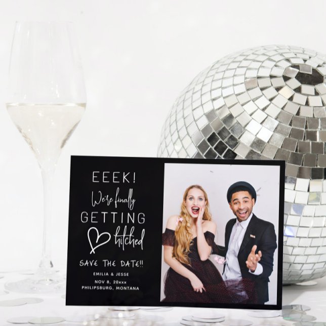 Invitation Finally Getting Hitched Wedding Save The Date (Créateur téléchargé)