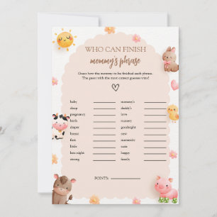 Invitation Finish Mommy's Phrase Baby shower Game Card