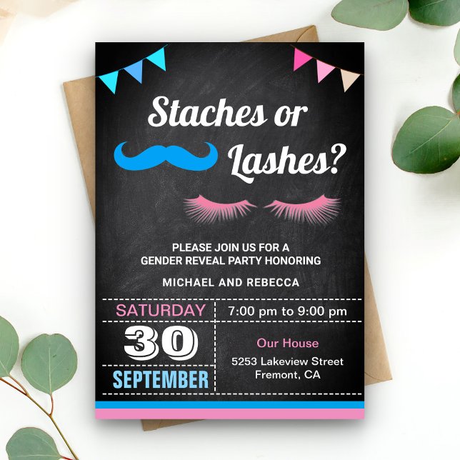 Invitation Finition de barbe ou de cils Fête de révélation du (Créateur téléchargé)