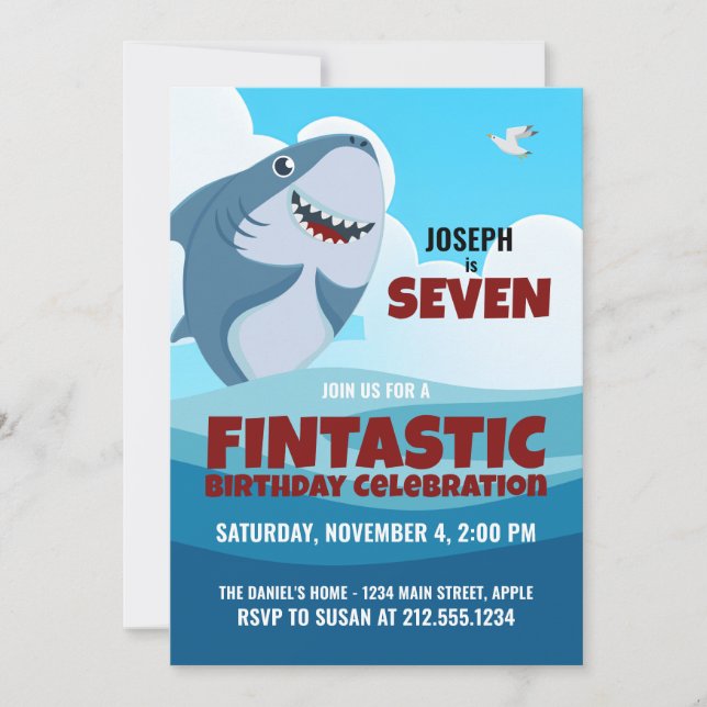 Invitation Fintastic Shark Party (Devant)
