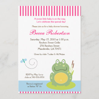 Invitation Fiona la grenouille-étang (verte) Baby shower Invi