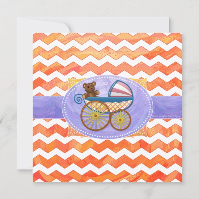 Invitation Fire Lake Orange Chevron Baby (Devant)