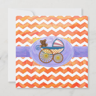 Invitation Fire Lake Orange Chevron Baby