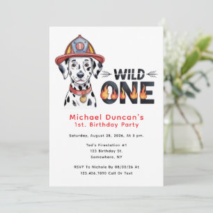 Invitation Fire Station Wild One Chien Dalmatien 1er annivers