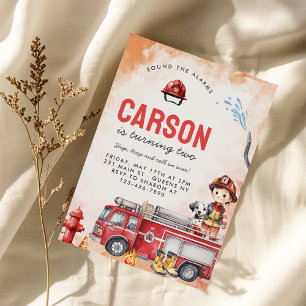 Invitation Fire Truck Firefighter 2e fête d'anniversaire
