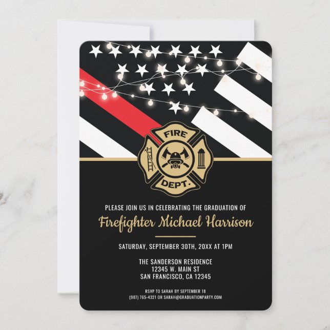 Invitation Firefighter Fire Academy Fireman Graduation (Devant)
