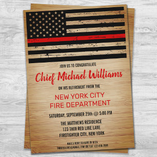 Invitation Firefighter Retirement Thin Red Line Fireman