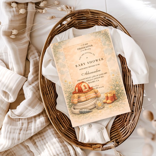 Invitation Firefighter Theme Baby Shower (Créateur téléchargé)