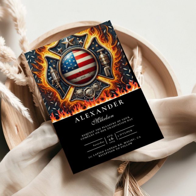 Invitation Firefighter Themed Senior Graduation (Créateur téléchargé)