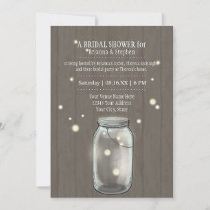 Invitation Firefly Mason Jar Rustic Country Couples Douche