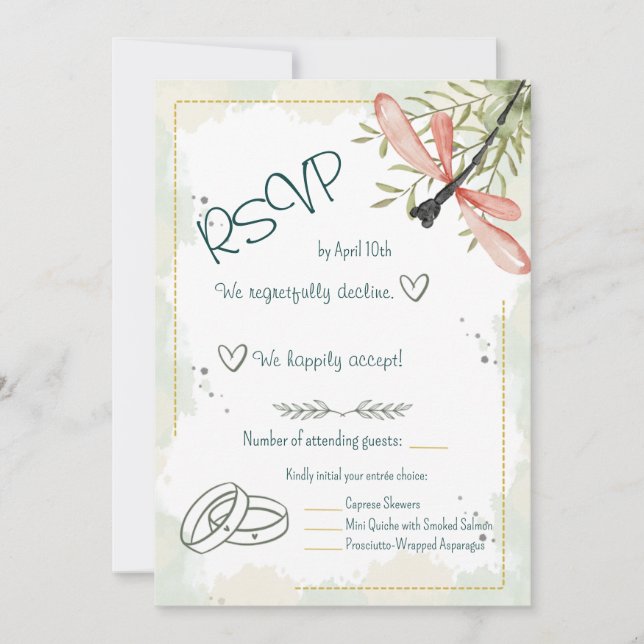 Invitation Firefly Watercolour RSVP Card (Devant)