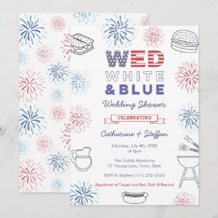 Invitation Fireworks Mer Blanc Bleu Cuisine Couples Douche